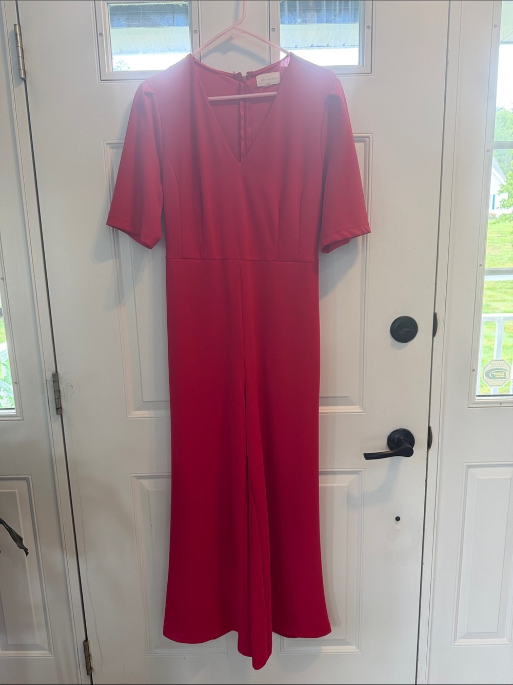 Women's V-Neck Short Sleeve Pink Jumpsuit